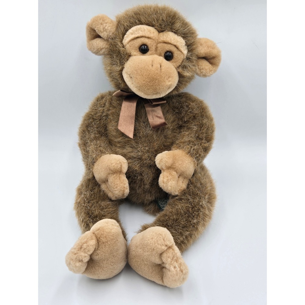 Russ Berrie Jimby Monkey Plush Stuffed Animal Brown Shaggy Fur 14 Inch 1829